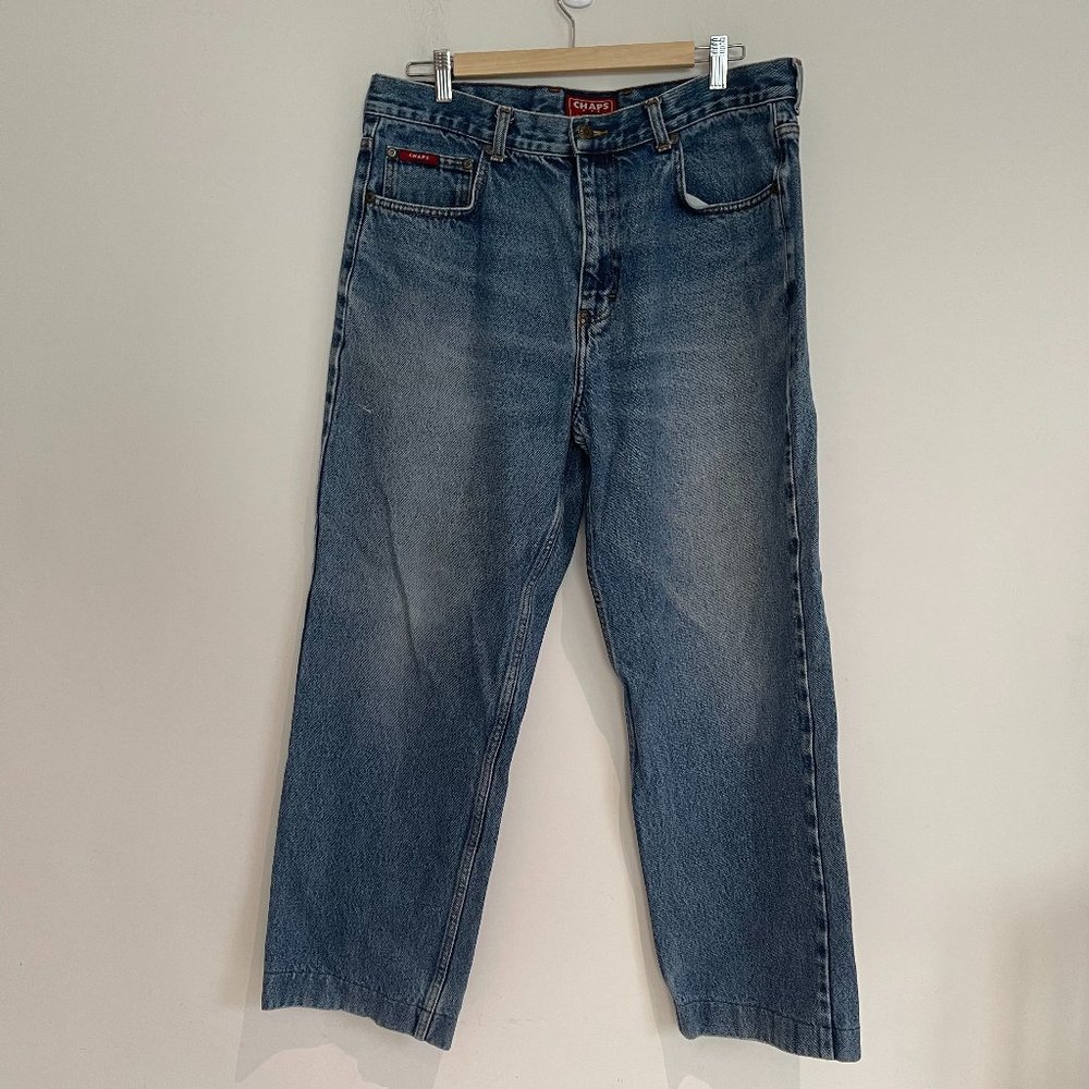 Chaps Denim Men 100% Cotton Denim Egypt Straight Leg Blue Jeans Size 36X28